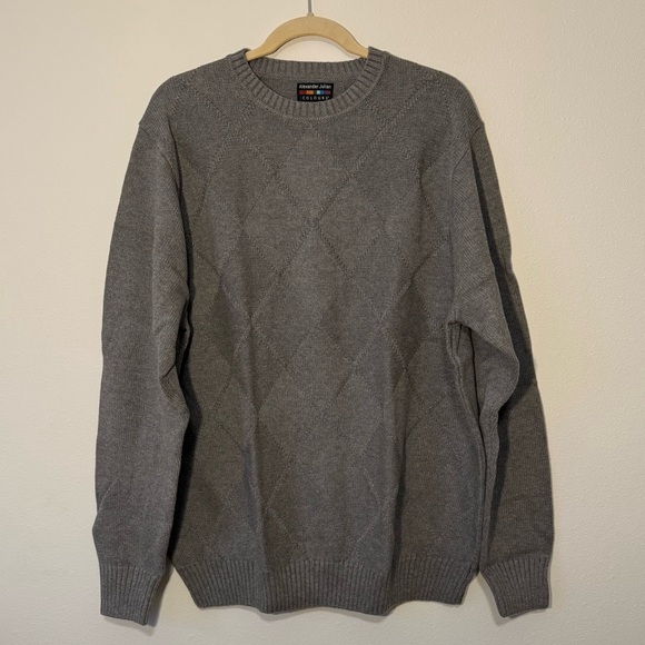 Alexander Julian Colours Grey Cotton Diamond Argile Sweater - Picture 1 of 4